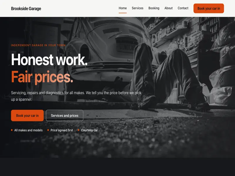 Torque website template: garages, mot and car repairs
