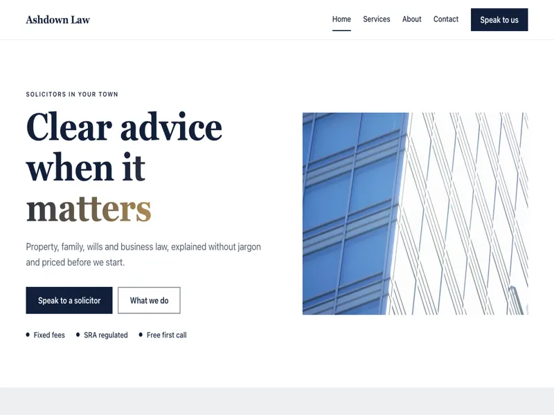 Counsel website template: solicitors, advisers and financial firms