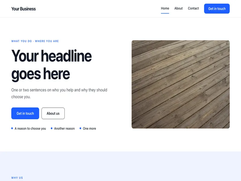 Canvas website template: any business: start from a clean page