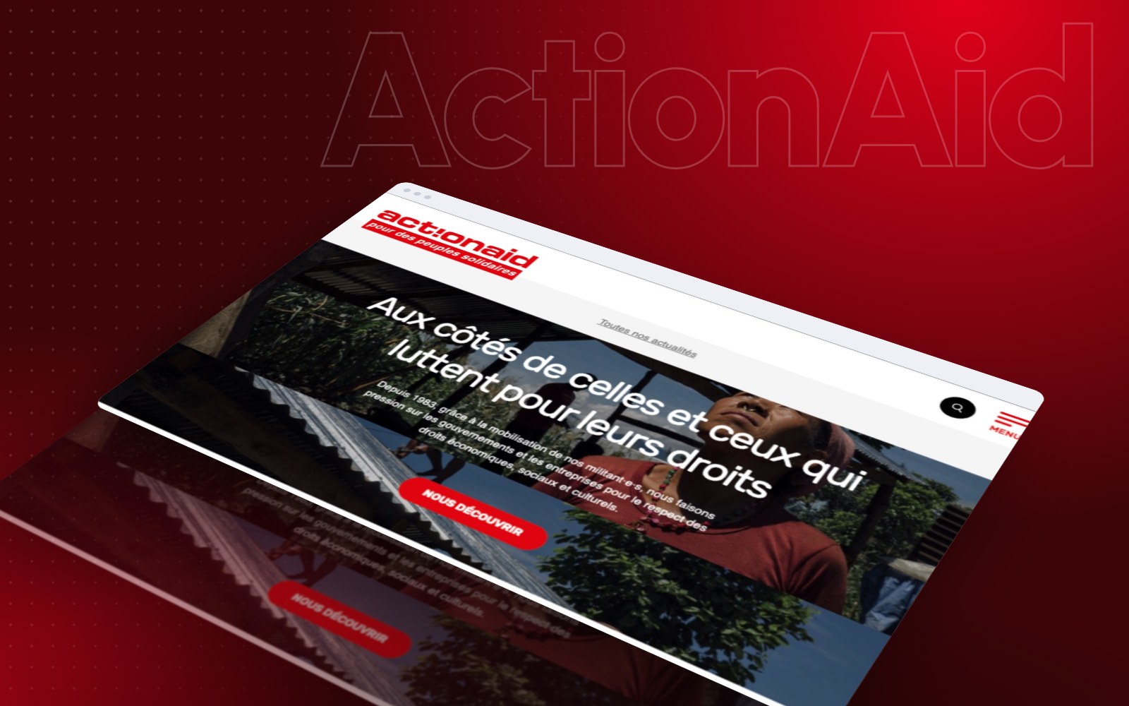 ActionAid: the finished project on desktop and phone