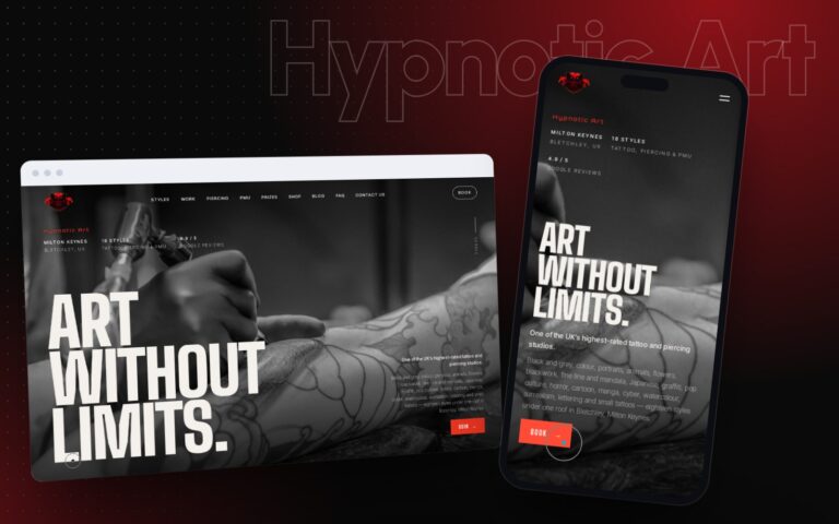 Hypnotic Art: the project on desktop and phone screens