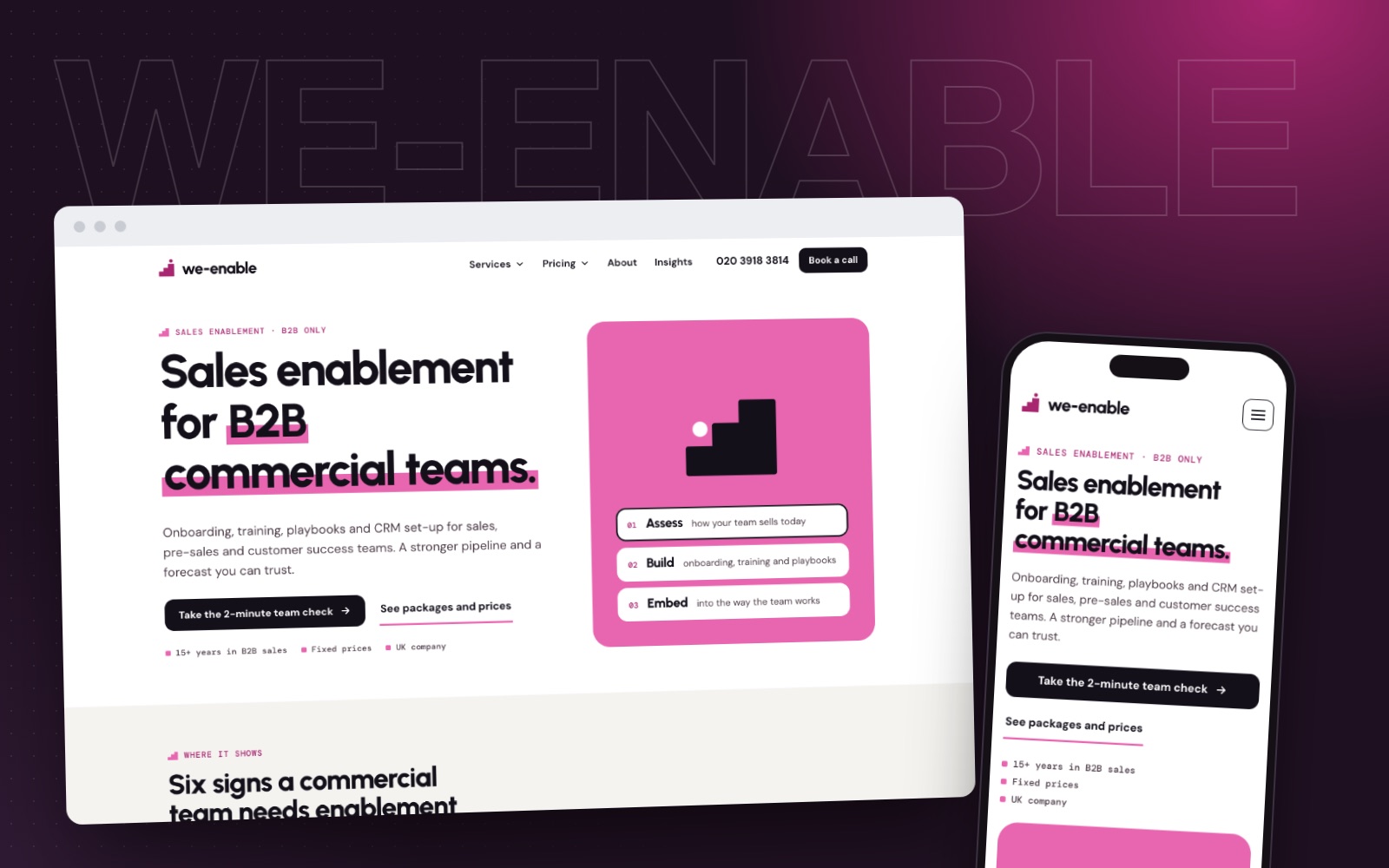 We-Enable: the finished project on desktop and phone